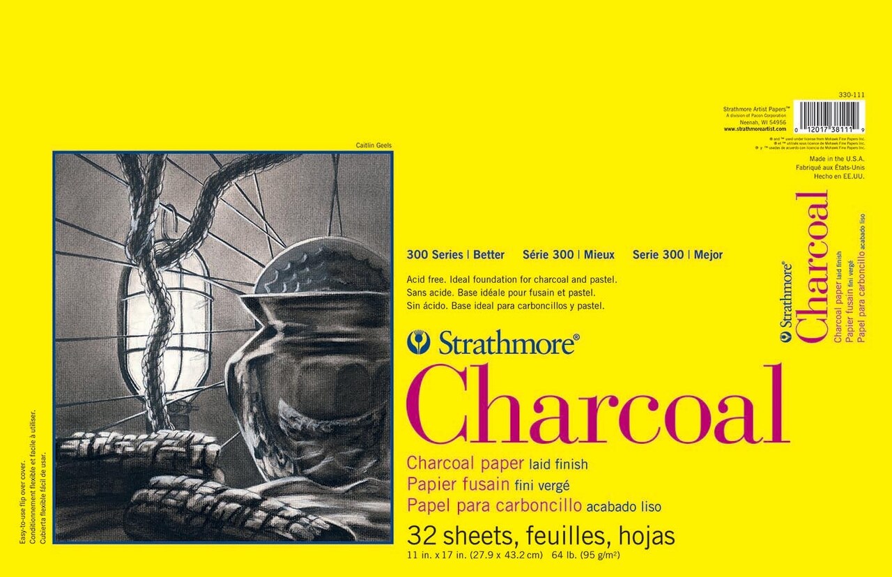 Strathmore 300 Series Charcoal Pad 11"X17"-32 Sheets, Glue Bound